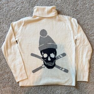 Skull Cashmere Cream Denver Skull Graphic Cashmere Turtleneck Sweater XS